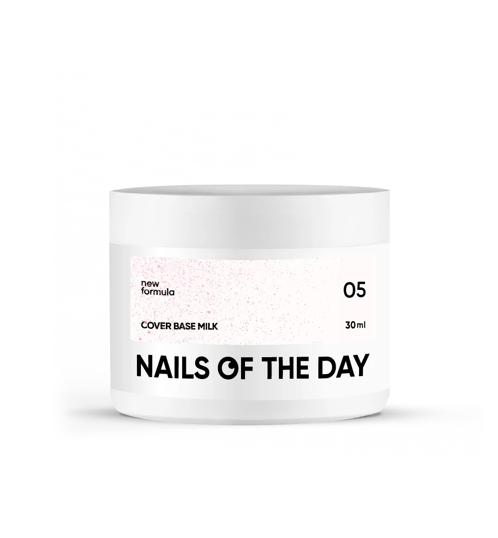Nailsoftheday Base de cobertura NUEVA Leche de fórmula 05: lechosa, translúcida con un brillo rosado que realza el tono y lo hace más cálido, capa base de camuflaje para uñas, 30 ml
