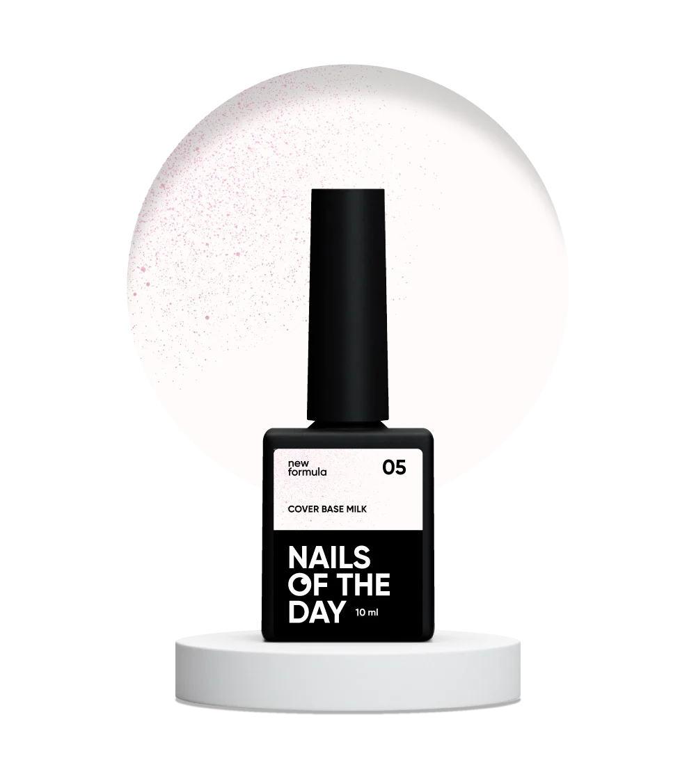 Nailsoftheday Base de cobertura NUEVA Leche de fórmula 05: capa base lechosa, translúcida con un brillo rosado que realza el tono y lo hace más cálido, capa base de camuflaje para uñas, 10 ml
