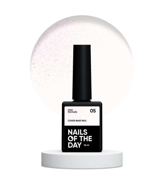 Nailsoftheday Base de cobertura NUEVA Leche de fórmula 05: capa base lechosa, translúcida con un brillo rosado que realza el tono y lo hace más cálido, capa base de camuflaje para uñas, 10 ml