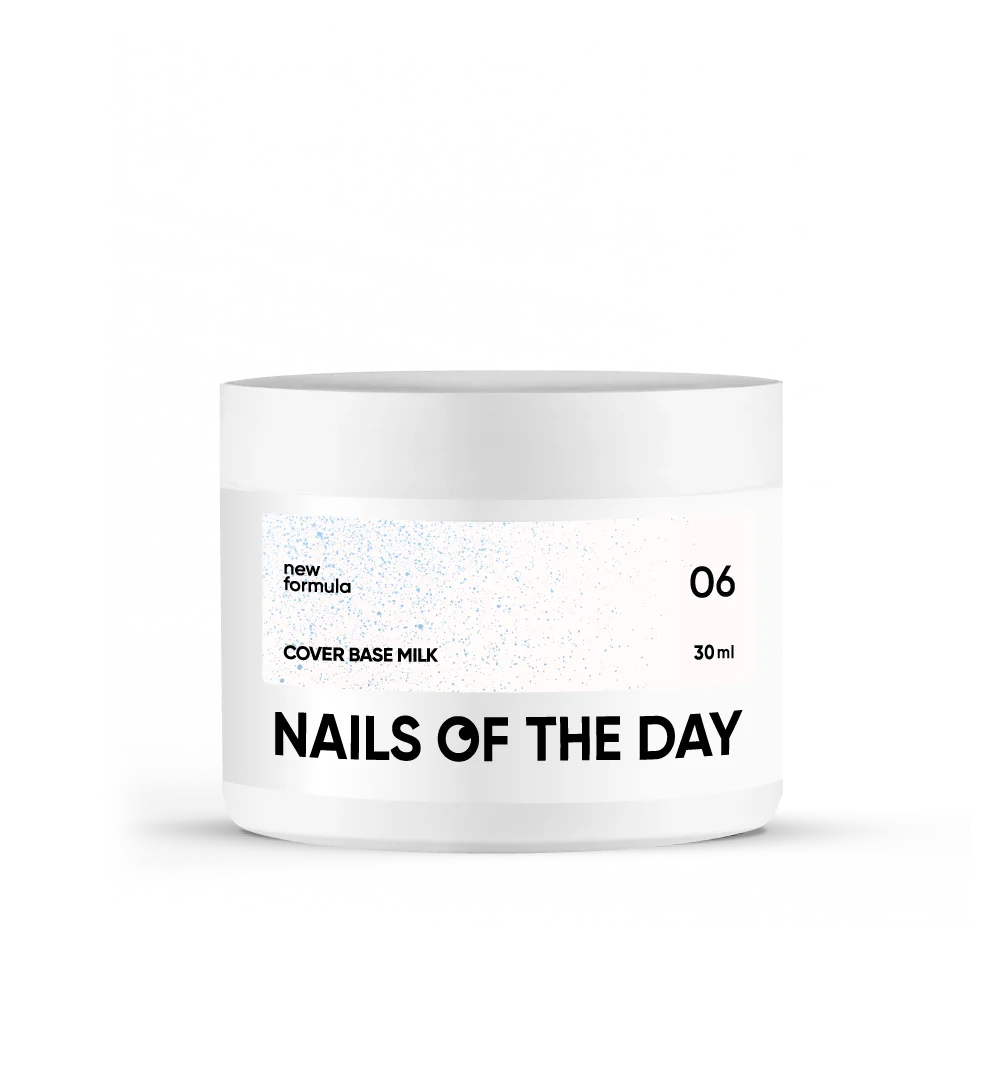 Nailsoftheday Base de cobertura NUEVA Leche de fórmula 06: lechosa, translúcida con un brillo azul que crea el efecto de un tono más frío, capa base de camuflaje para uñas, 30 ml