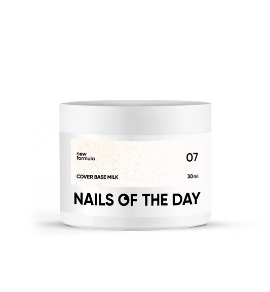 Nailsoftheday Base de cobertura NUEVA Leche de fórmula 07: lechosa, translúcida con brillo dorado que brinda una cálida iridiscencia dorada, capa base de camuflaje para uñas, 30 ml