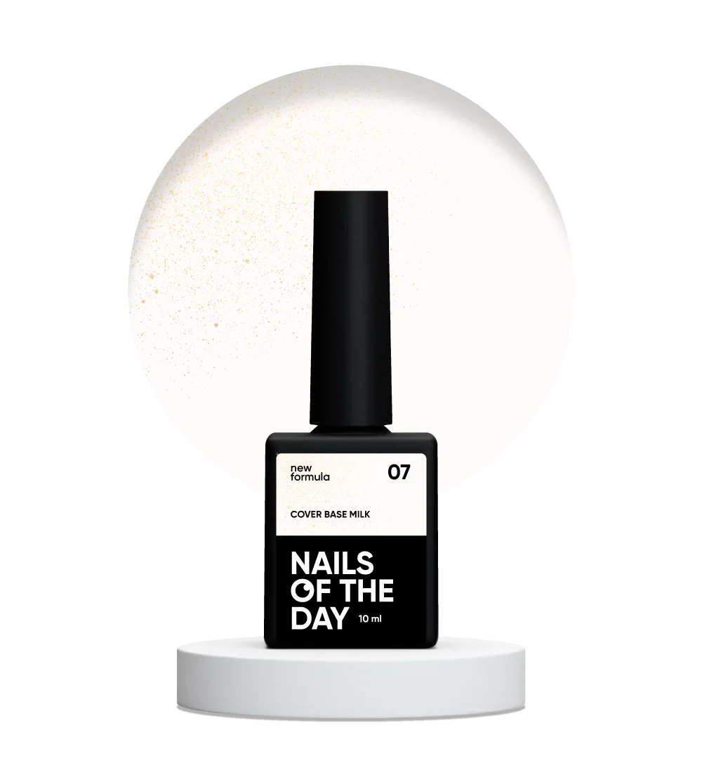 Nailsoftheday Base de cobertura NUEVA Leche de fórmula 07: lechosa, translúcida con brillo dorado que brinda una cálida iridiscencia dorada, capa base de camuflaje para uñas, 10 ml
