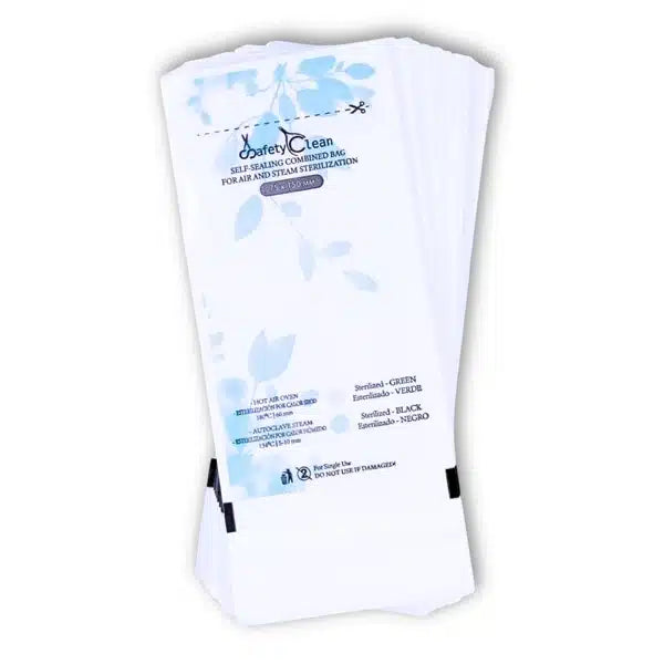 Bolsas de Esterilización 75×150, Azul Combinadas – Transparentes. Doble Indicador, 100 uds.