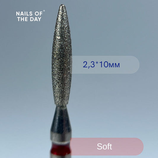 Fresa Nailsoftheday Flame - fresa de llama de diamante rojo, 2,3*10 mm