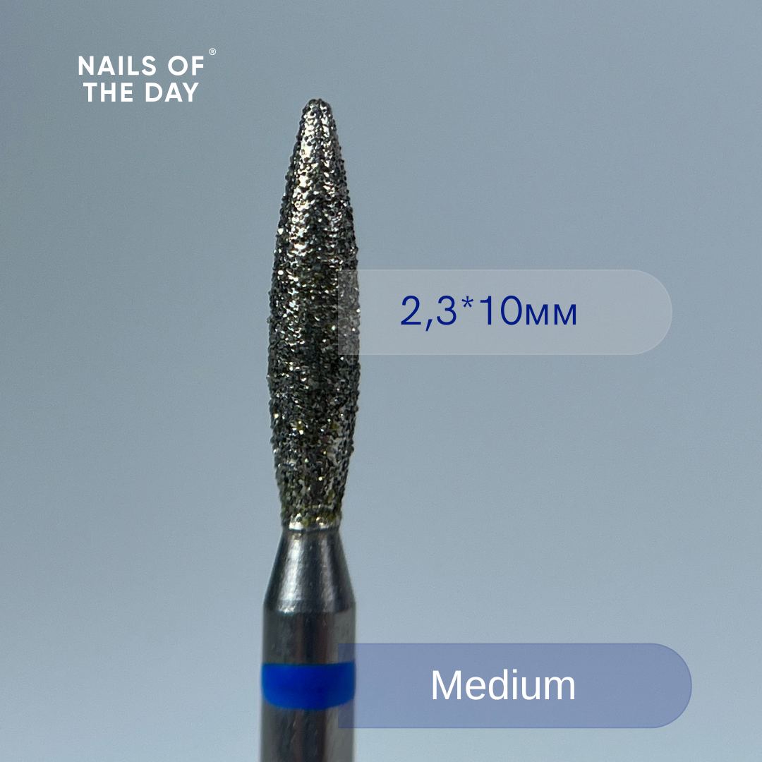 Fresa Nailsoftheday Flame — fresa de llama de diamante azul, 2,3*10 mm