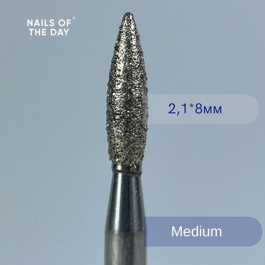 Fresa Nailsoftheday Flame — fresa de llama de diamante azul, 2,1*8 mm