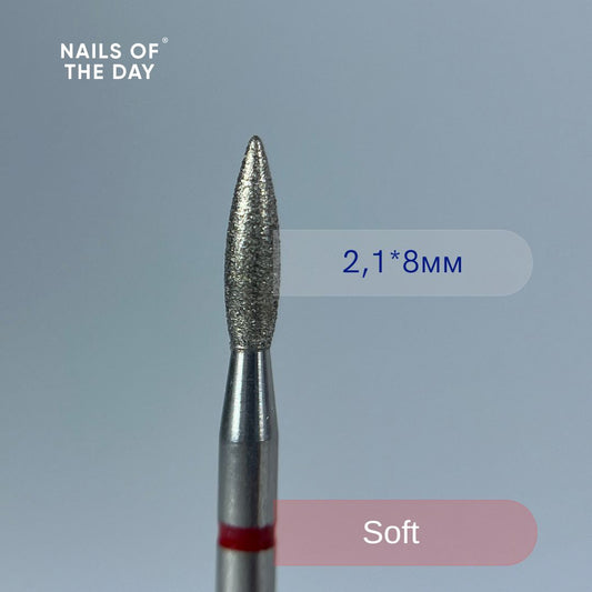 Fresa Nailsoftheday Flame - fresa de diamante rojo, 2,1*8 mm