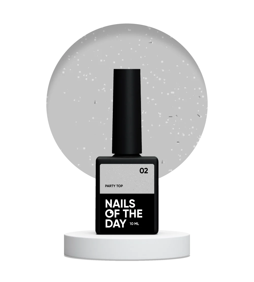 NAILSOFTHEDAY Party top 02 - transparente con brillo fino sin capa pegajosa para uñas, 10 ml