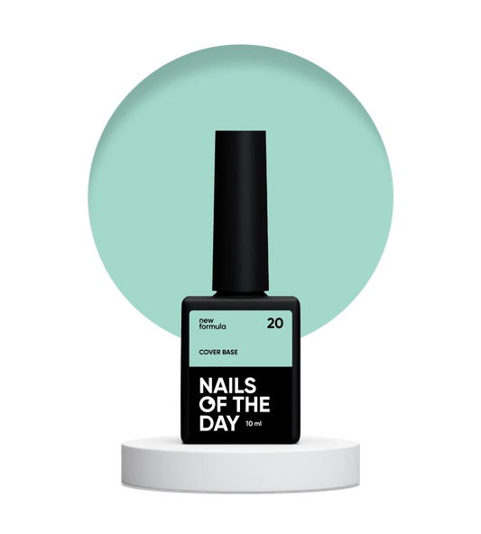 Nailsoftheday Base de cobertura NUEVA Fórmula 20 — capa base de camuflaje menta para uñas, 10 ml