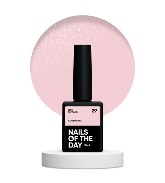 Nailsoftheday Base de cobertura NUEVA Fórmula 29: color nude suave translúcido con brillo plateado, capa base de camuflaje para uñas, 10 ml