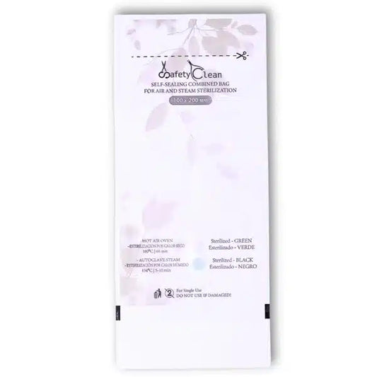 Bolsas de Esterilización 100 x 200, Beige Combinadas – Transparentes. Doble Indicador, 100 uds.