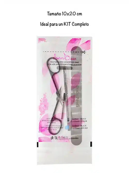 Bolsas de Esterilización 100 x 200, Combinadas – Transparentes. Doble Indicador, 100 uds.