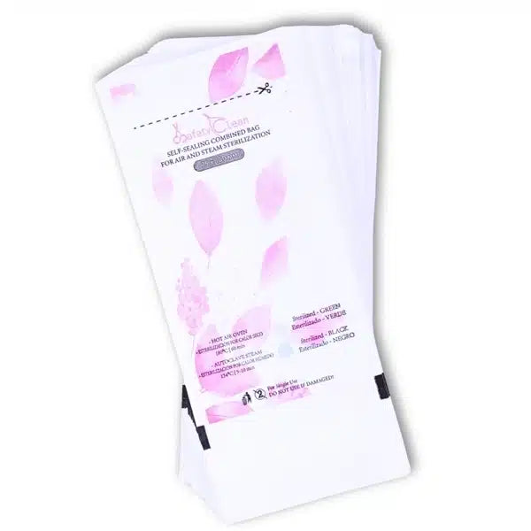 Bolsas de Esterilización 75×150, Rosa Combinadas – Transparentes. Doble Indicador, 100 uds.