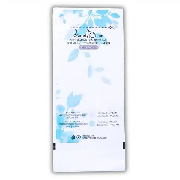 Bolsas de Esterilización 100 x 200, Azules Combinadas – Transparentes. Doble Indicador, 100 uds.