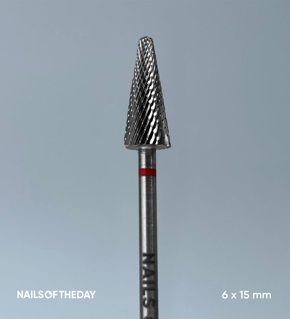 Fresa Nailsoftheday Cono — fresa de marca cono de carburo rojo, 6*15 mm.