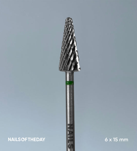 Fresa Nailsoftheday Cono — fresa de marca cono de carburo verde, 6*15 mm.
