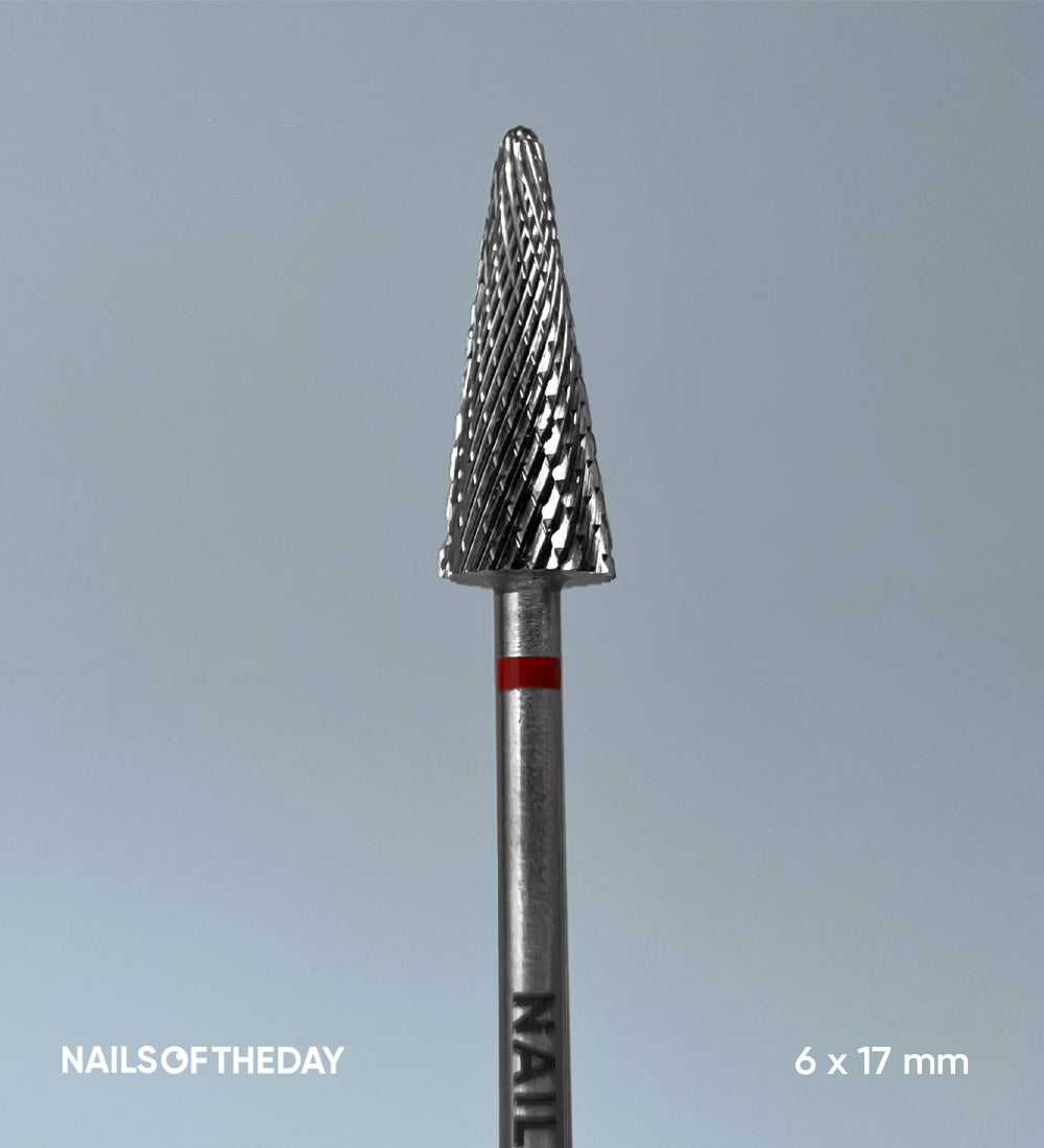 Fresa Nailsoftheday Cono — fresa de marca cono de carburo rojo, 6*17 mm.