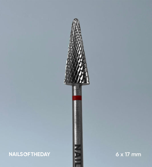 Fresa Nailsoftheday Cono — fresa de marca cono de carburo rojo, 6*17 mm.