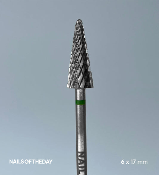 Fresa Nailsoftheday Cono — fresa de marca cono de carburo verde, 6*17 mm.