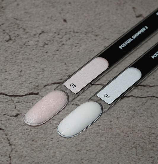 NAILSOFTHEDAY Polygel shimmer 01 — Polygel blanco con brillo de grano fino, 30 g