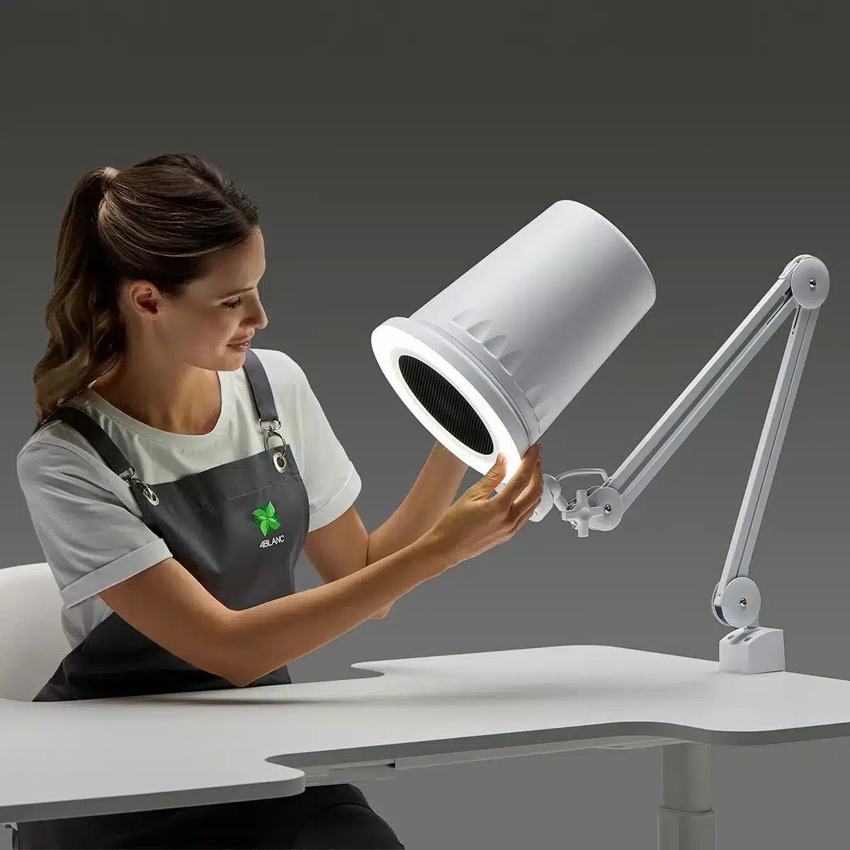 4Blanc Alize, Aspirador Lámpara con Luz Integrada. Soporte de Mesa.