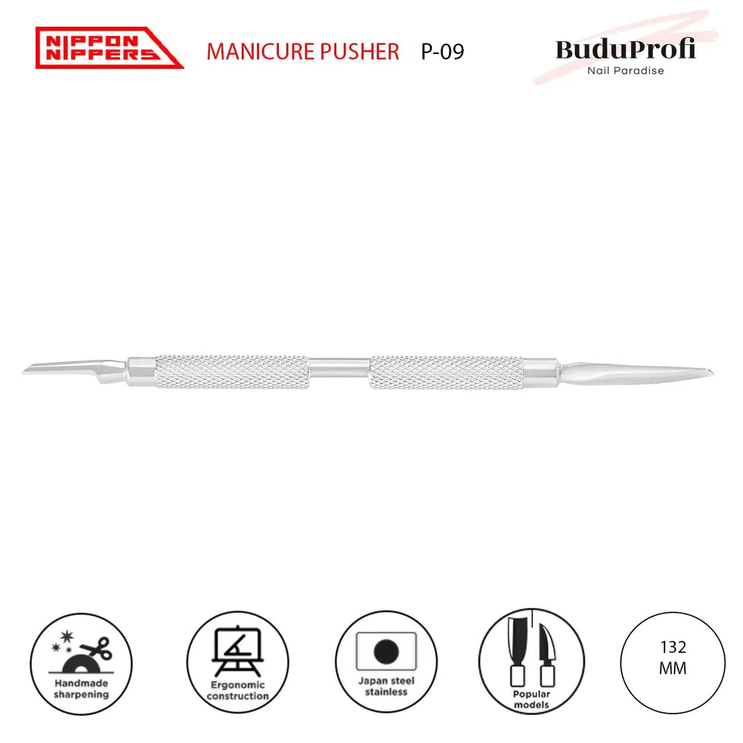 Nippon Nippers Empujador de Cutícula, Espátula Ancha y Plana, P-09