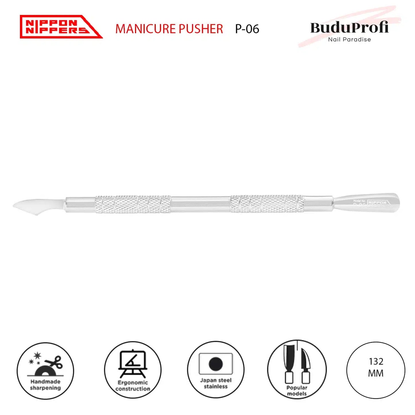 Nippon Nippers Empujador de Cutícula, Espátula y Hacha, P-06