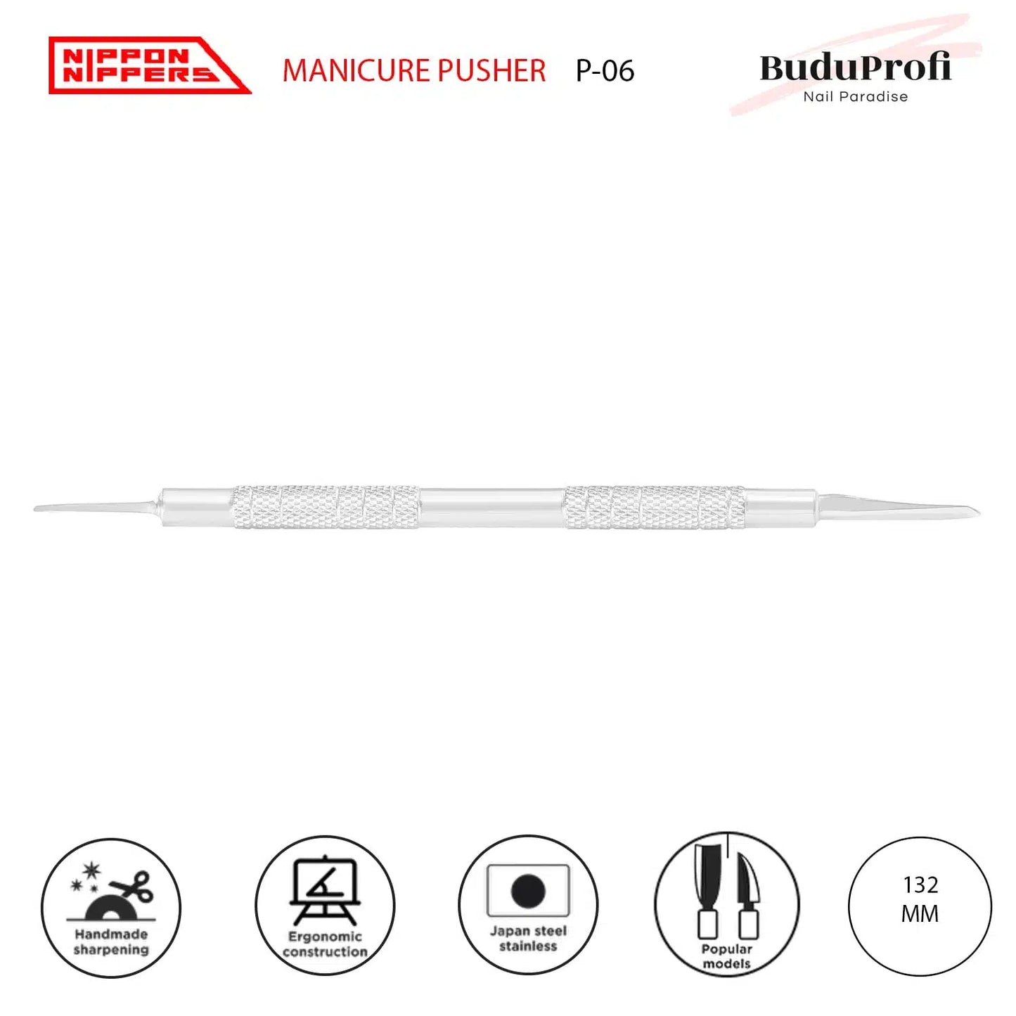 Nippon Nippers Empujador de Cutícula, Espátula y Hacha, P-06