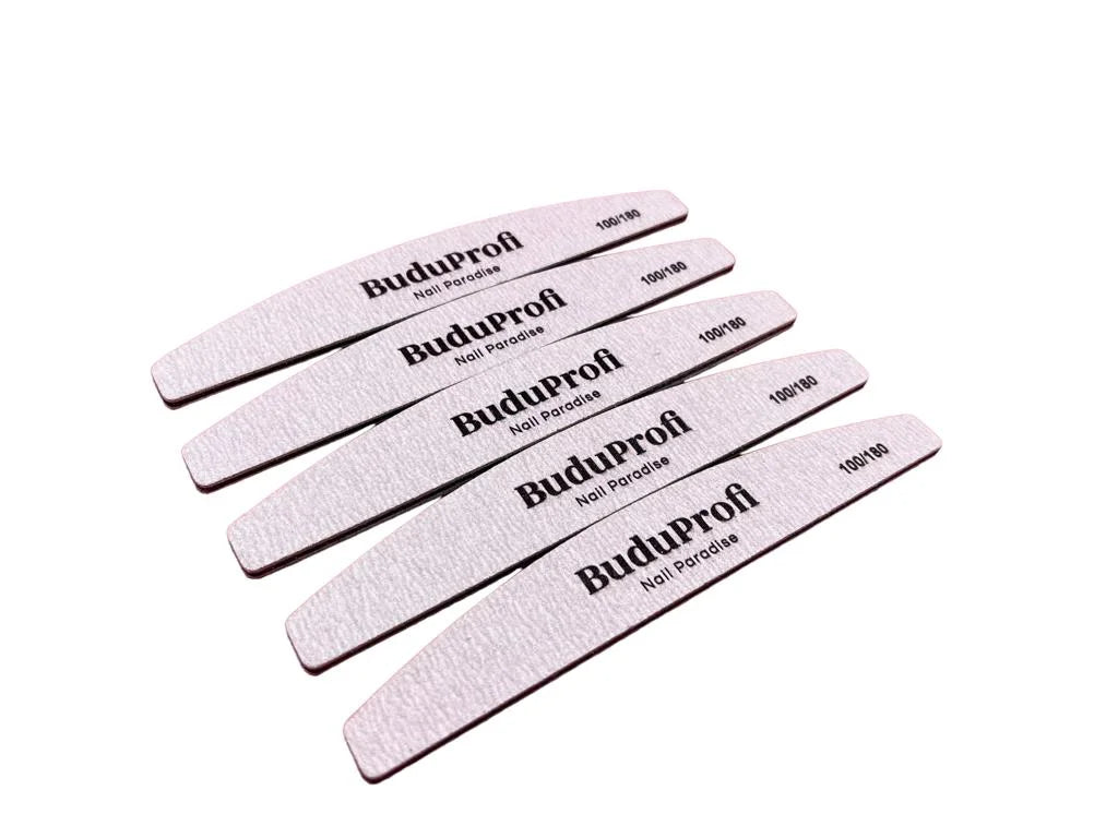 Pack de 5 Limas de Uñas, Media Luna, Doble Cara, 4 mm de Grosor.