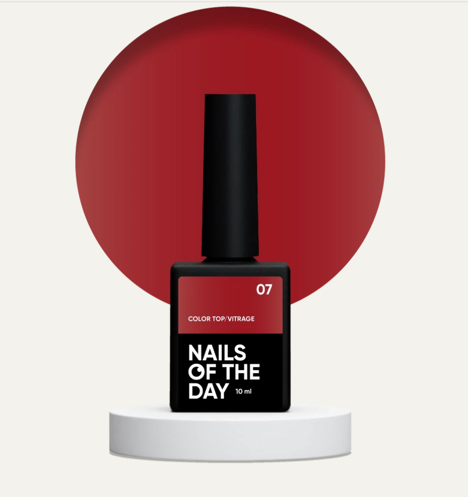 NAILSOFTHEDAY Color Top Vitrage 07 — top coat vitral burdeos profundo y semitransparente sin capa pegajosa para uñas, 10 ml.
