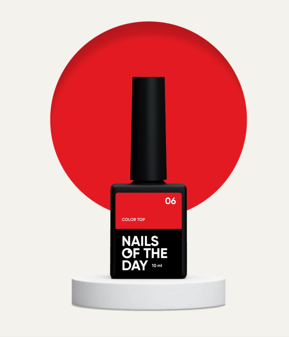 NAILSOFTHEDAY Color Top 06 — clásico rojo intenso sin capa pegajosa, 10 ml.