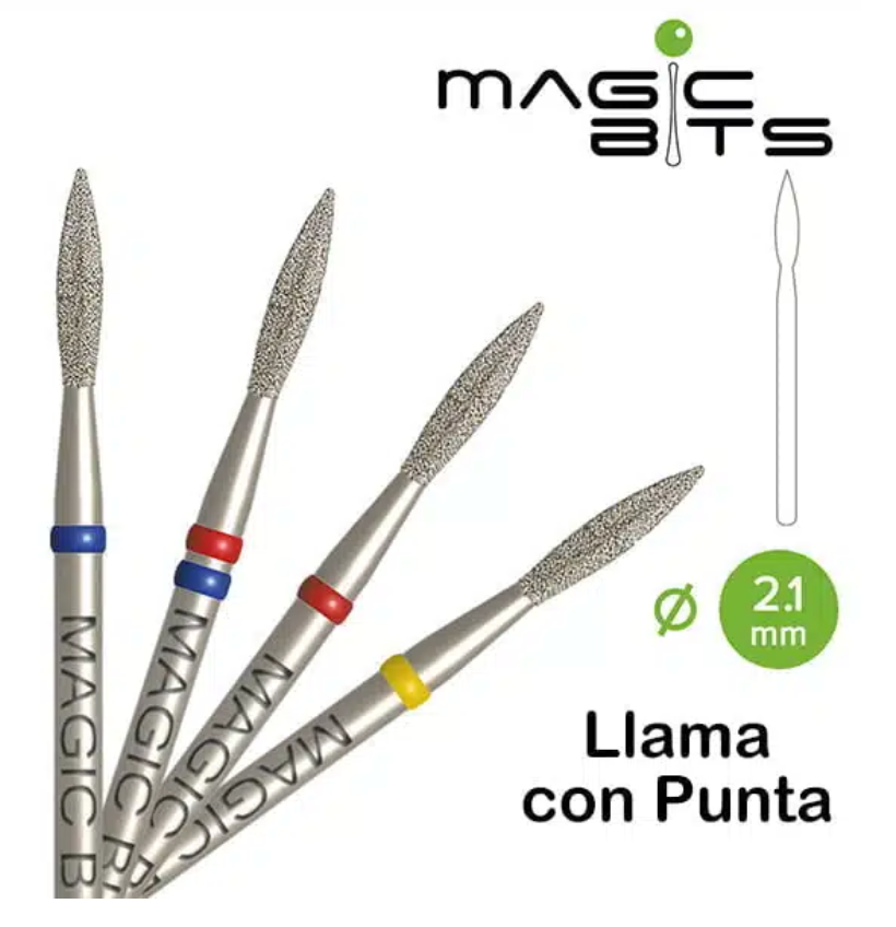 MagicBits-Biotech Fresa Diamante Llama Con Punta Rojo- Azul 2.1 mm (cm21)