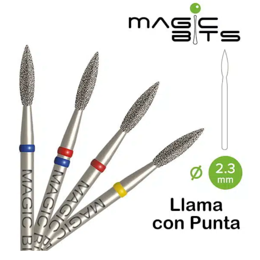 MagicBits-Biotech Fresa Diamante Llama Con Punta Rojo- Azul 2.3 mm (cm23)