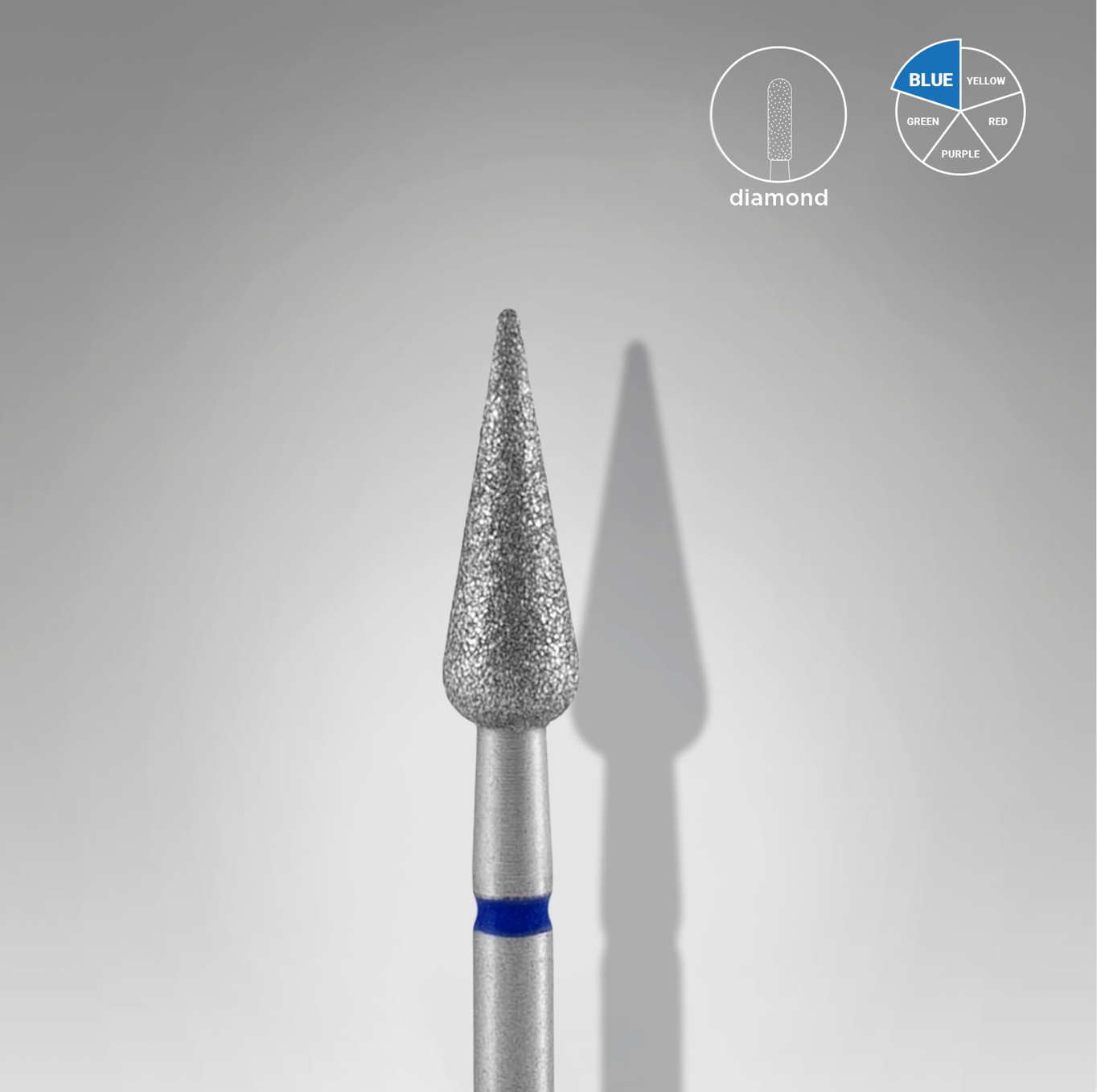 Fresa diamantada «Pera aguda» diámetro 4 mm, parte de trabajo 12 mm staleks