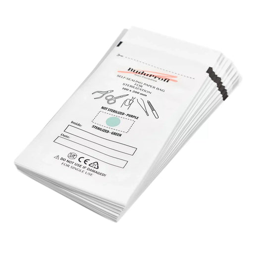 Bolsas de Esterilización 100 x 200, Blancos, con Indicador, 100 uds.