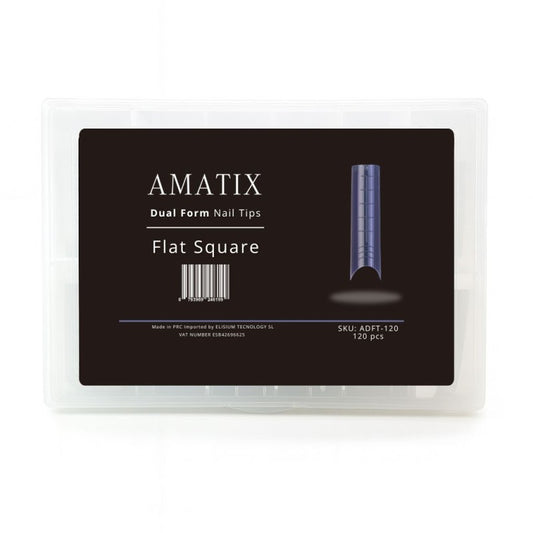 Amatix Dual Form Nail Tips Flat Square 120uni 12 tamaños