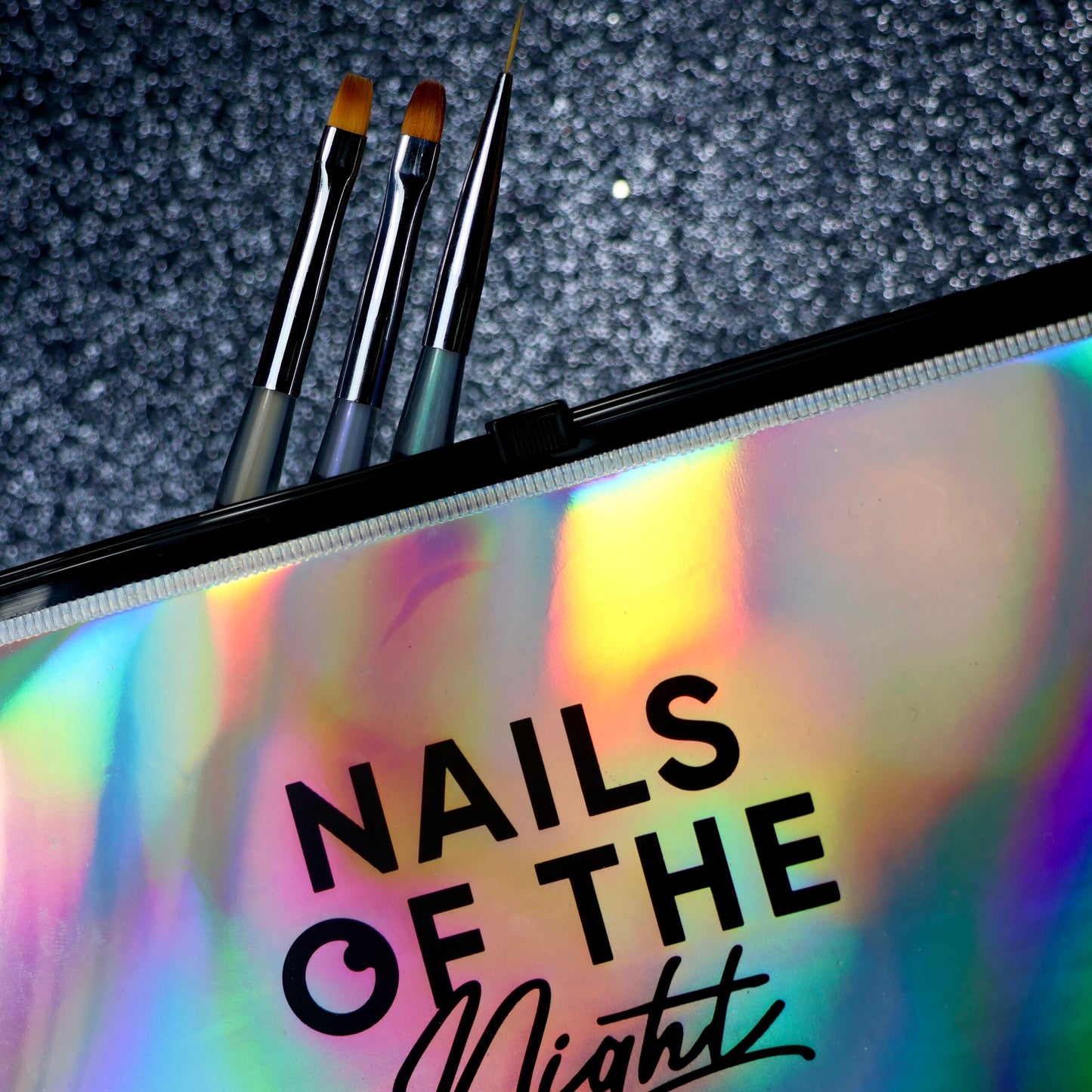 Set de pinceles Nail Art de Nailsofthenight - Delineador de 10 mm, cuadrado y ovalado con un cómodo mango transparente con efecto iridiscente