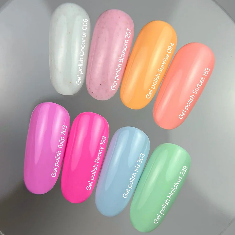 NAILSOFTHEDAY Esmalte en gel Blossom, — rosa pálido con fusión dorada, esmalte en gel que cubre una capa, 10 ml