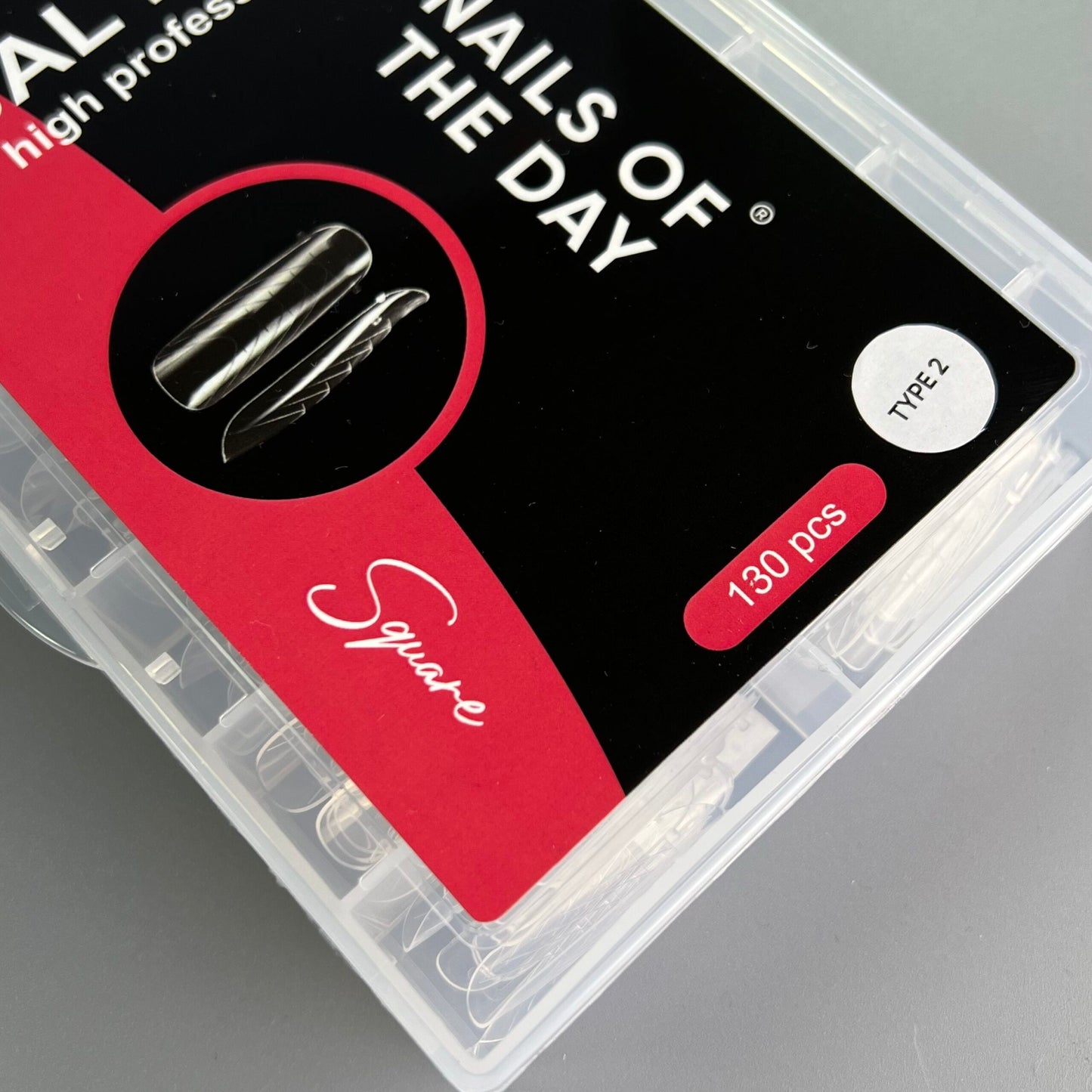 NAILSOFTHEDAY Cuadrado de forma dual (tipo 2): formas superiores, cuadrado ancho/almendrado para uñas, 130 piezas