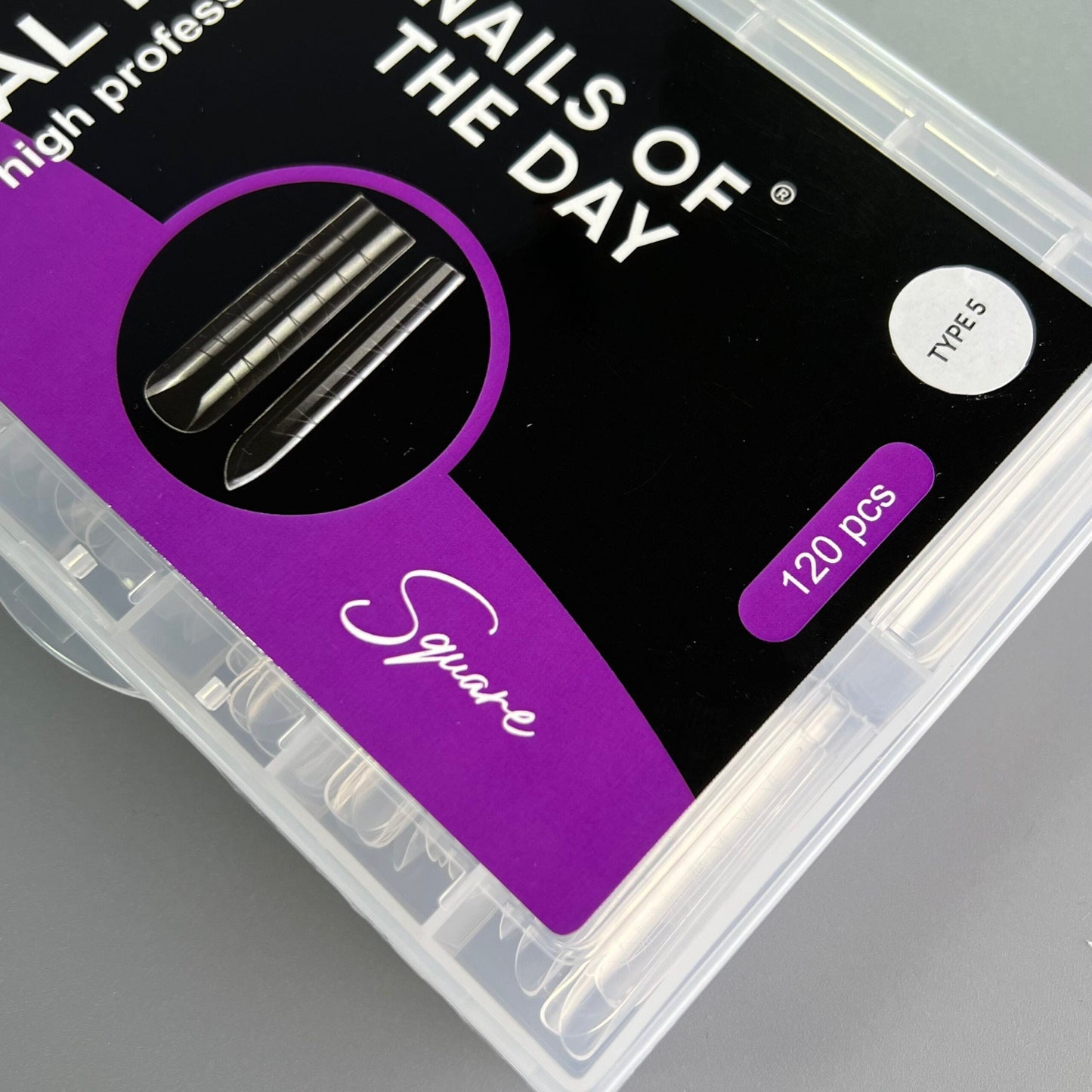 NAILSOFTHEDAY Cuadrado de forma dual (Tipo 5) — cuadrado de forma superior para clavos, 120 piezas