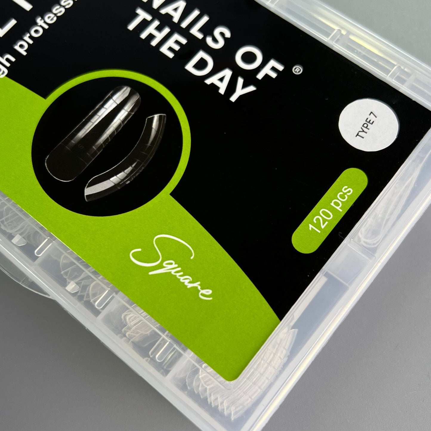 NAILSOFTHEDAY Cuadrado de forma dual (tipo 7): cuadrado de forma superior para longitud de extensión media, adecuado para uñas que crecen hacia abajo, 120 piezas