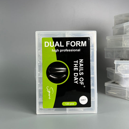 NAILSOFTHEDAY Cuadrado de forma dual (tipo 7): cuadrado de forma superior para longitud de extensión media, adecuado para uñas que crecen hacia abajo, 120 piezas