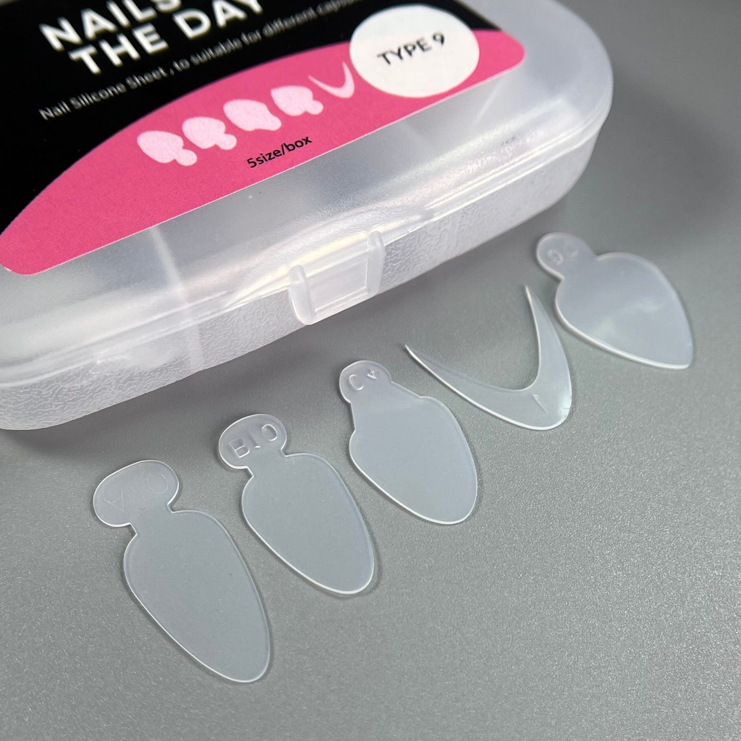 NAILSOFTHEDAY Guía de puntas francesas (Tipo 9) - plantillas de silicona para formas superiores, 60 piezas