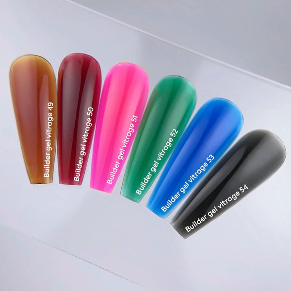 NAILSOFTHEDAY Builder gel 54 Vitrage — gel constructor vitral negro para extensión de uñas, 15 ml