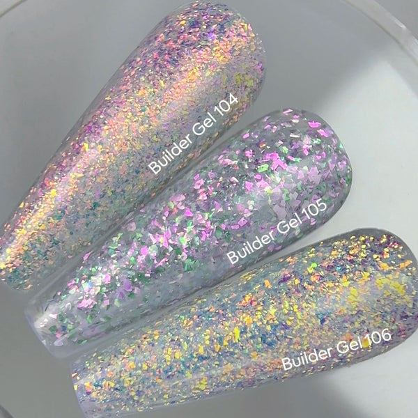 NAILSOFTHEDAY Builder Gel 106 — builder gel transparente con copos Yuki, 15 ml