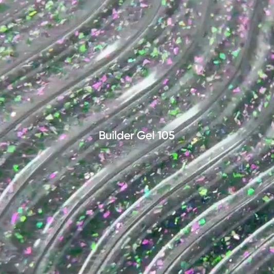 NAILSOFTHEDAY Builder Gel 105 — builder gel transparente con copos Yuki, 15 ml