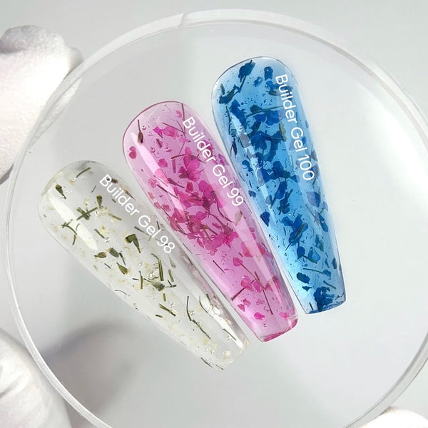NAILSOFTHEDAY Builder Gel 99 — builder gel rosa con flores secas, 15 ml