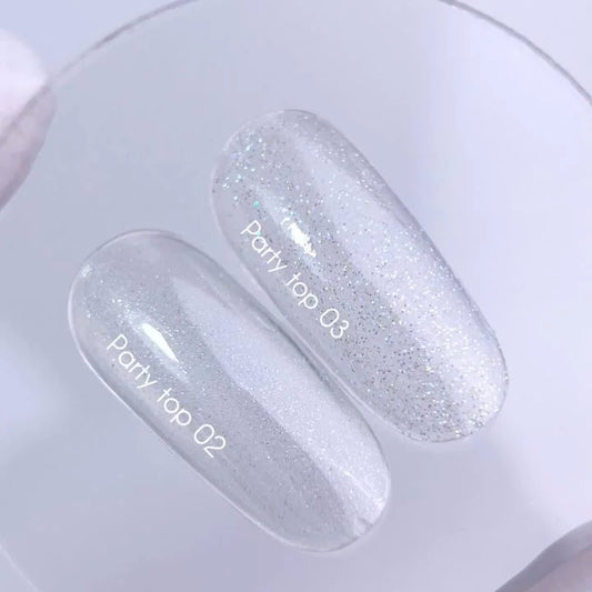 NAILSOFTHEDAY Party top 03 - transparente con brillo holográfico sin capa adhesiva para uñas, 10 ml