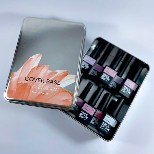 Caja de hojalata "Cover base NEW Formula" para regalo para ti/novia y espectacular desembalaje de la colección