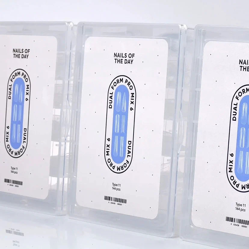 NAILSOFTHEDAY Dual Form Pro Mix 6 (Tipo 11): un conjunto de formas superiores de 6 tipos en 12 tamaños, 144 piezas